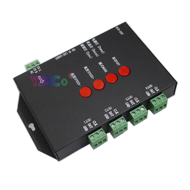Светодиодный RGB контроллер T4000S настраиваемая sd-карта DC5V sk6812 WS2812B WS2811 WS2801 LP6803 светодиодный цифровой пиксель полосы