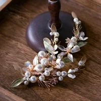 european flower bridal soft hairbands pearls barrettes wedding diadem queen crown wedding hair accessories asw7175