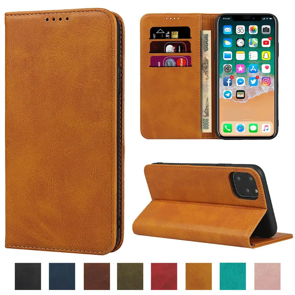 Кожаный чехол для iphone 11 Pro мобильного телефона Max Магнитный бумажник карт