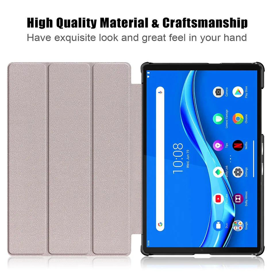 

Tablet Case for Lenovo Tab M10 Plus FHD TB-X606F TB-X606x TB-X606X Ultra Slim Magnetic Folding Stand Shell with Stylus+Film