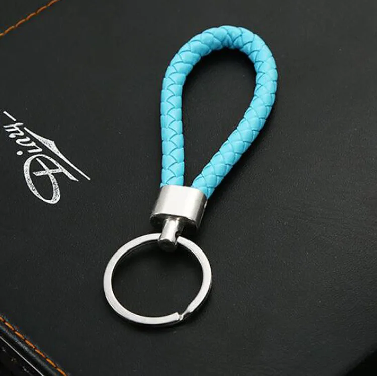 Модный плетеный брелок для автомобильных ключей из искусственной кожи мужчин и