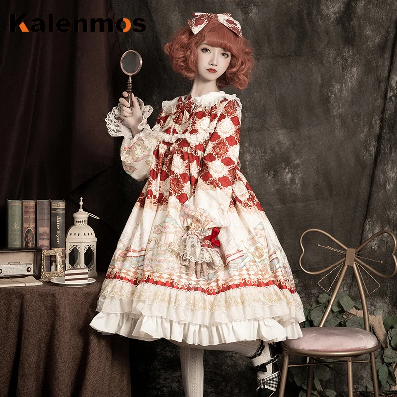 

Sweet Dress Cute Lolita Girls Vintage Japanese Victorian Gothic Childhood Dream Long Sleeve Op Dress Women Luxury Princess Dress