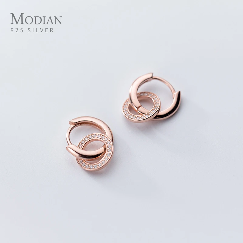 Modian сверкающие серьги-кольца модные очаровательные стерлингового серебра 925 пробы прозрачный Круглый фианит серьги для женщин ювелирные украшения для свадьбы