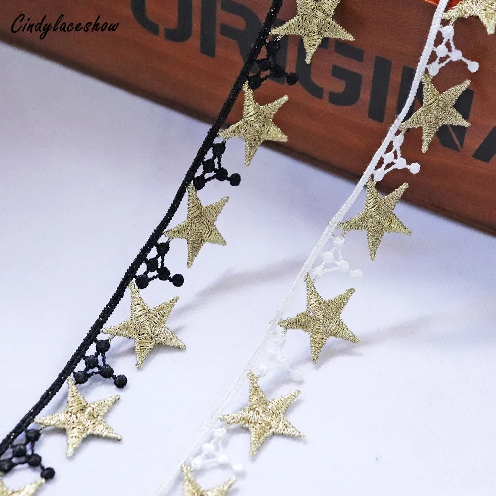 

2.5 cm Wide Stars Gold Tassels Lace Fringe Lace Trim Ribbon Costume Home Textile Curtains Decor Trims Clothes Sewing Accessories