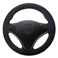 car steering wheel cover hand stitched black soft suede for bmw e90 e91 e92 e93 e87 e81 e82 e88 x1 e84 accessories