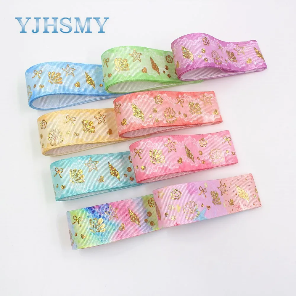 YJHSMY I 19826 2000 (1 ")25 мм 10 ярдов морской узор горячего тиснения переводная лента DIY