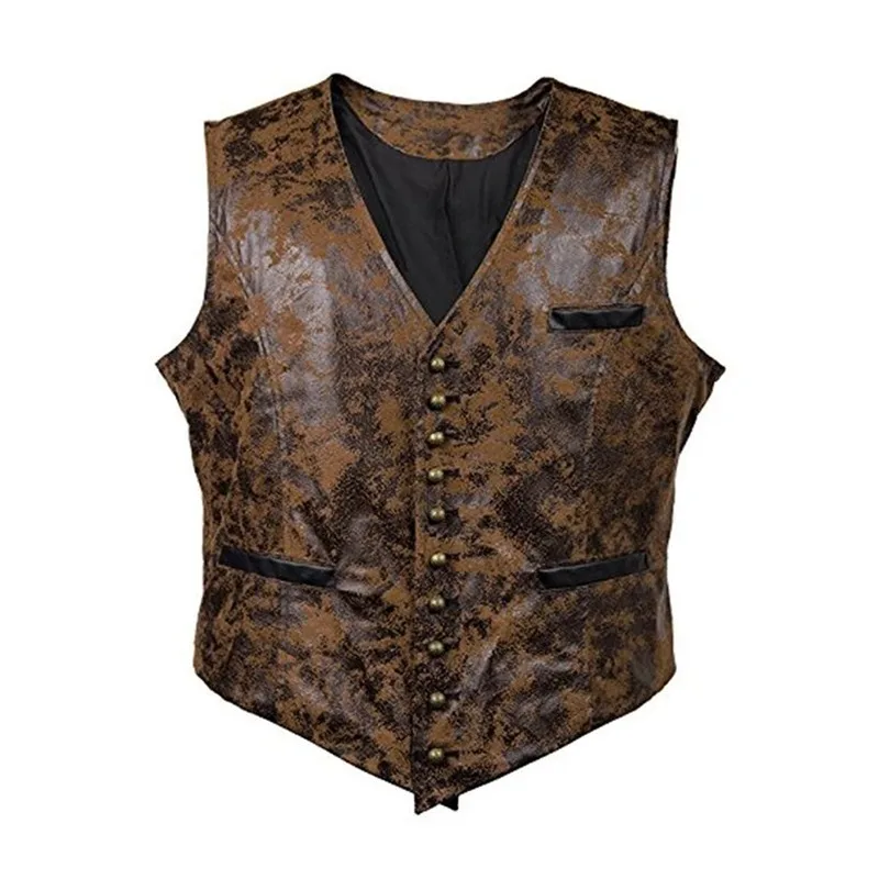 

Autumn Winter Men's Waistcoat V-neck Leather Single-breasted Vest Youth Fashion Trend Personality Casual Vest Jacket