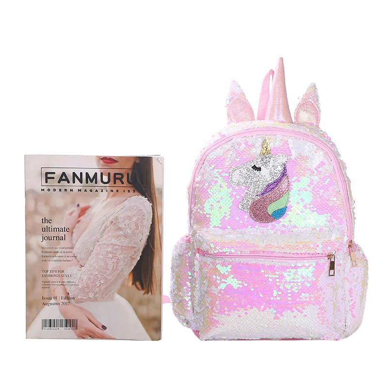 New Unicorn Large Capacity Sequins School Bags for Girls Mochila Escolar Backpack Cute Cartoon Schoolbag Girl School Backpack