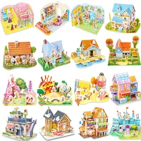 attractive cartoon castle garden princess doll house furniture diy dollhouse 3d puzzle interesting educational toys for children