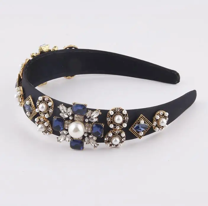 

Fashion baroque diamond-studded pearl metal pearl hairbands ladies personality travel gift hair accessories