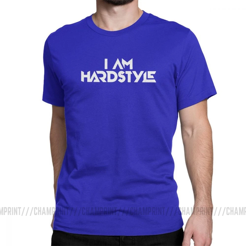 I Am Hardstyle Мужская Футболка Music Defqon Hardcore Dance DJ Techno Club Вечерние EDM футболка с коротким рукавом топы из хлопка - Цвет: Синий