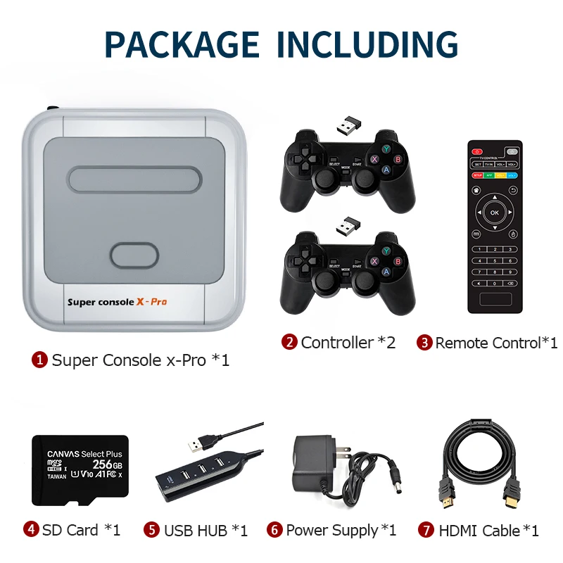 

Super Console X Pro 4K HD Retro Game Console For PSP/PS1/DC/N64,Video Game Console With 50000+ Games,KODI,Support 2 Players