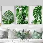 Тропические растения скандинавский зеленые листья декоративный постер Современная Картина на холсте Nordic Гостиная домашний декор изображение