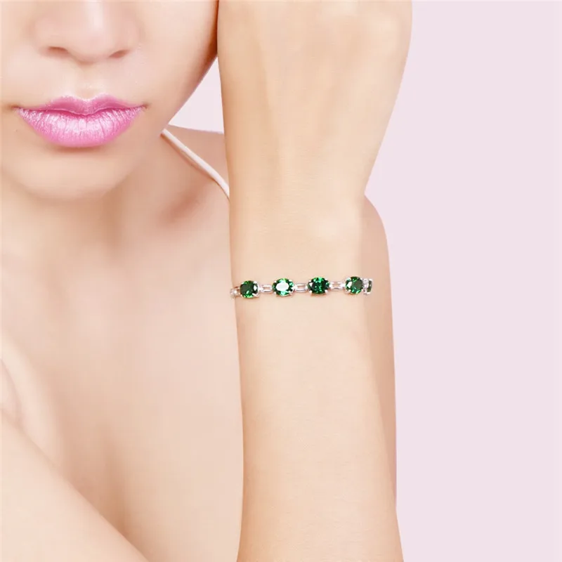 

New S925 Charm Bracelet for Woman 925 Sterling Silver Oval Gemstone Bracelets & Bangles Classic Wedding Jewelry 6 Colors