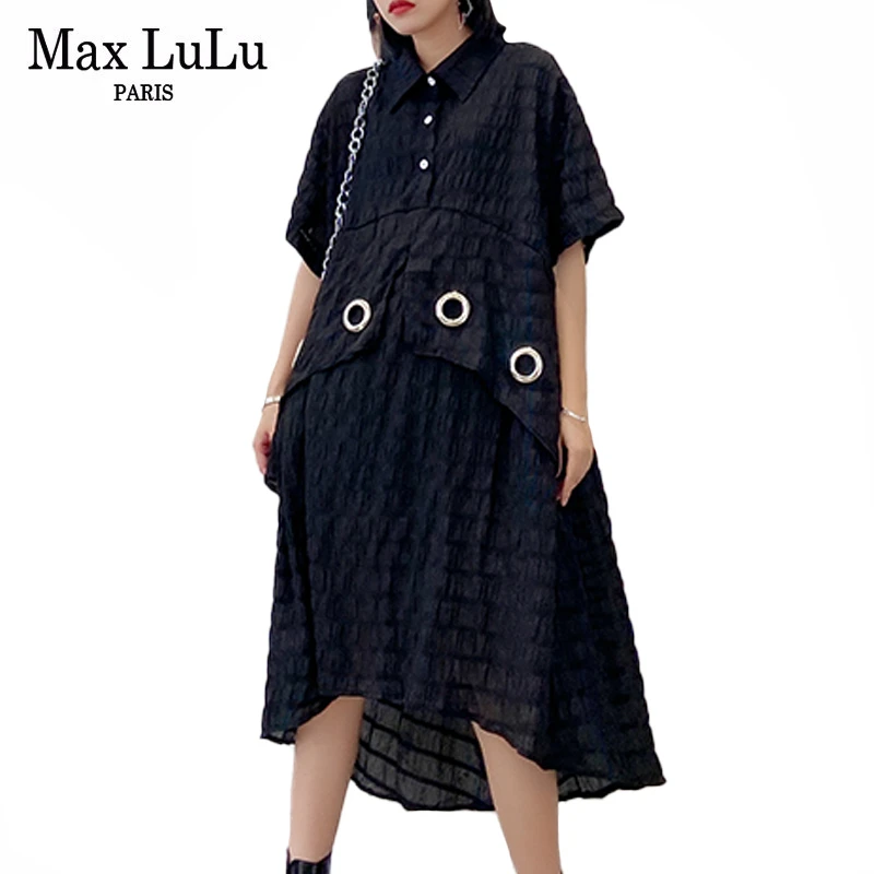 Max LuLu 2020 корейский стиль панк Модные женские летние черные элегантные платья