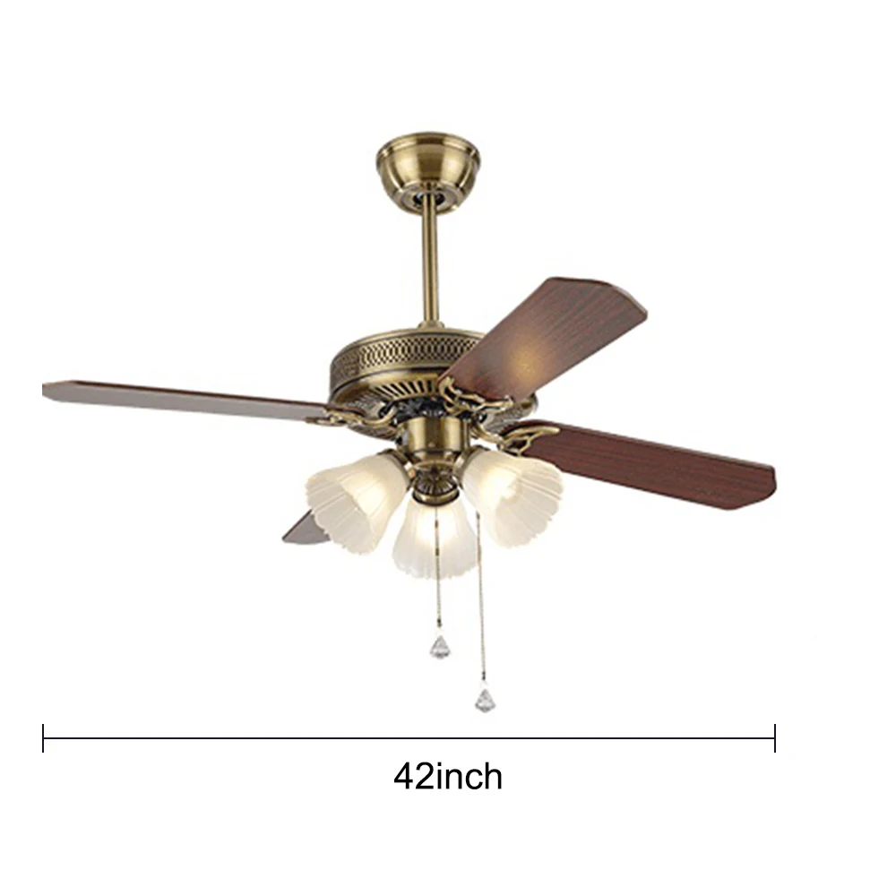 

48 inch American Vintage Ceiling Fan With Lights Remote Control Ventilador De Techo 220 Volt Bedroom Light Lamp E27 Bulbs