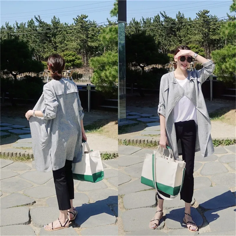

Mazefeng New 2020 Summer Women's Blazers Casual Jacket Notched Cotton and Linen Vintage Pockets Lace Up Split Long Tops M-XXL