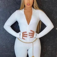 turtleneck knit rib bodycon fitness playsuit sportswear long sleeve zipper body embroidery lucky label rompers womens jumpsuit