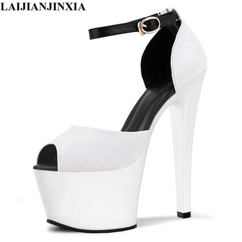 New Sexy Strap Spring Women's 17cm Ultra High Heels Pole Dance Shoes Wedding Party Platform Sandals Dancing Shoes