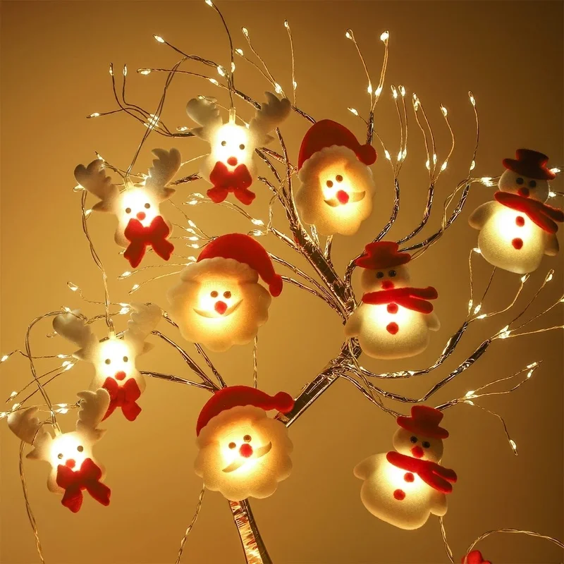 

10/20LEDS Snowman LED String Garland Fairy Lights Santa Snowflake Christmas Tree Decoration Lights for New Year Home Decoration