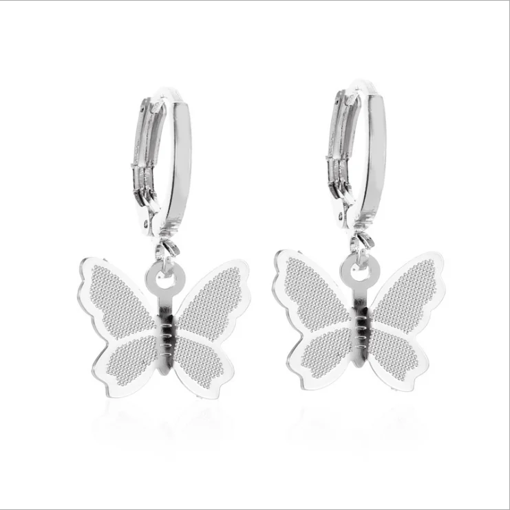 ed1613 European and American foreign trade new net red earrings fashion sweet girl big-name frosted butterfly wild simple wind e 
