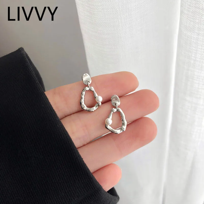 Серьги с жемчугом серебряного цвета в японском и корейском стиле | Украшения