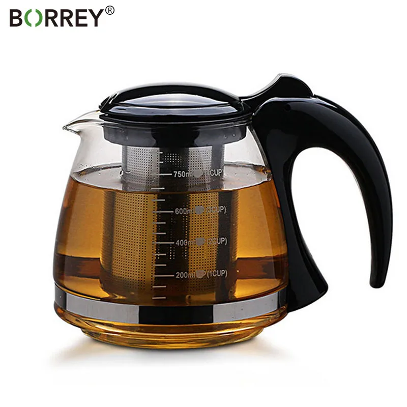 

BORREY Large Capacity Flower Tea pot Set Glass Transparent Base Cold kettle Cup Puer Teapot Office Home Tool With Filter Handle