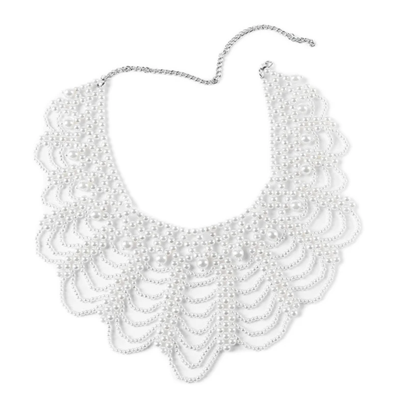 

Women Detachable Fake Collar Multilayer Petal Imitation Pearl Neckband for Womens Girls Clothing Accessories