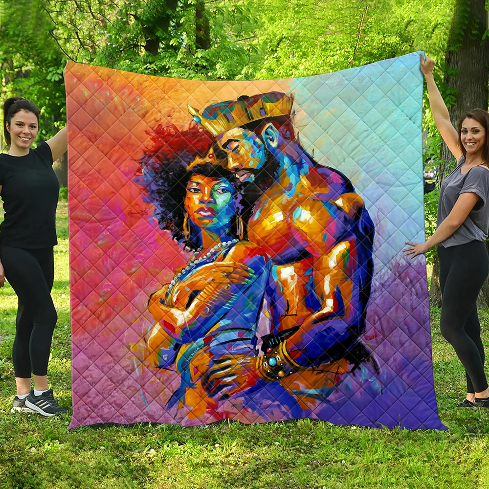 Афро король американские влюбленные пара королева красочное одеяло пледы одеяла