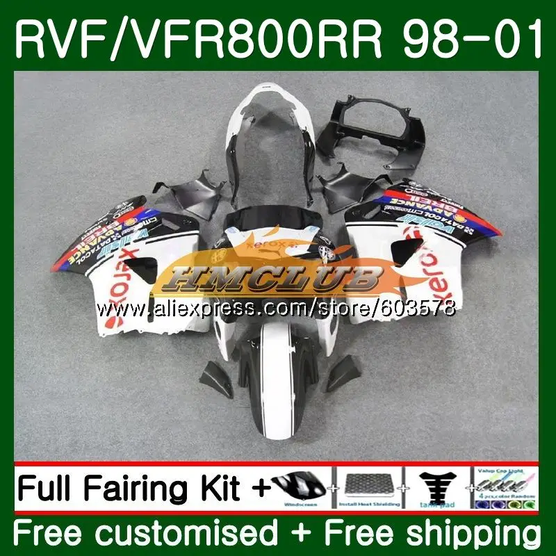 

Body For HONDA Interceptor VFR800R VFR800RR 1998 1999 2000 2001 87CL.33 White Black VFR 800RR 800 RR VFR800 98 99 00 01 Fairing