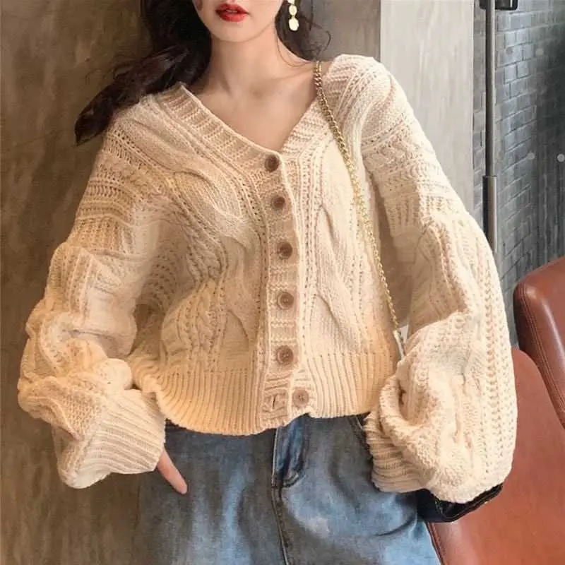 

H.SA 2021 Winter Sweater Cardigans for Women V neck Batwing Sleeve Chic Cardigan Female Fall Korean Outwear Knit Cardigan Jacket