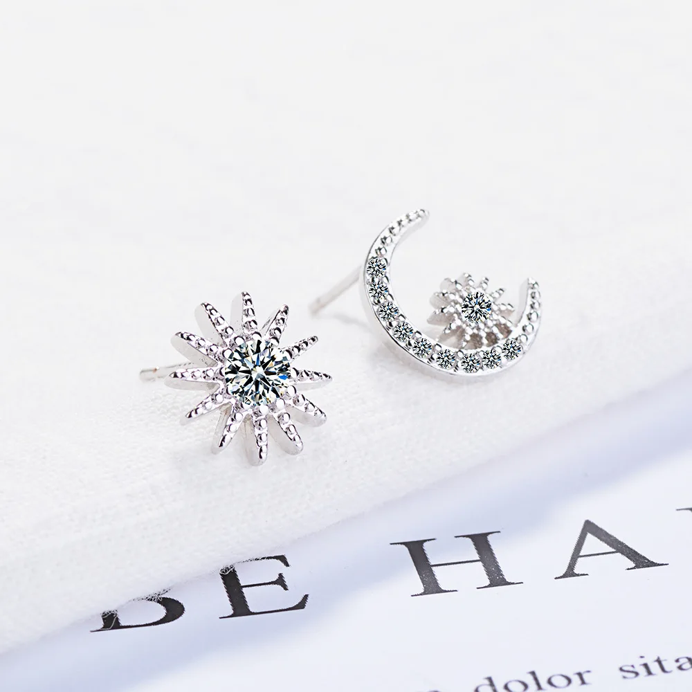 Модные асимметричные серьги в виде Луны и звезды для женщин девушек ювелирные