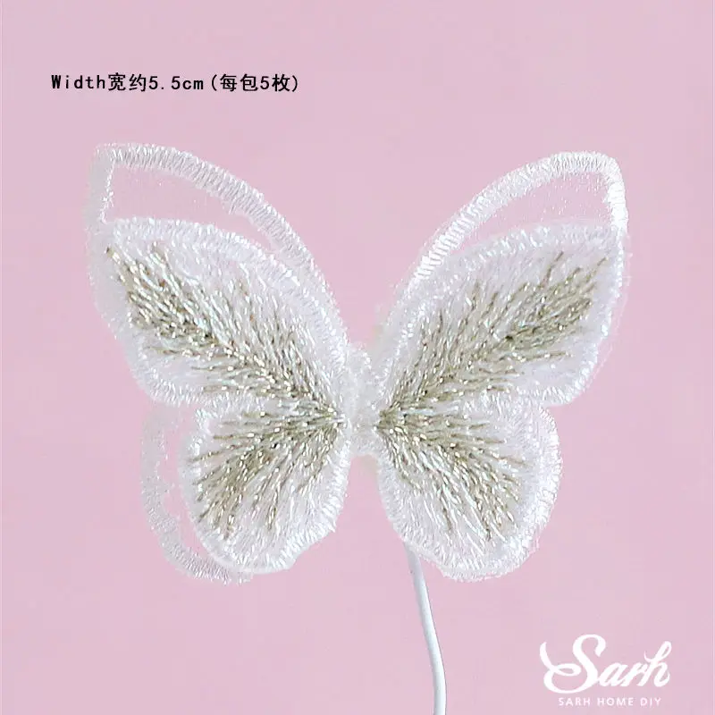 5pc yarn butterfly Костюм с ромбовидным галстуком, акриловый свадебный торт для малышей, топперы для жениха и невесты, супружеская пара, украшение, любовь, приспособление для выпечки - Цвет: 5pc yarn butterfly