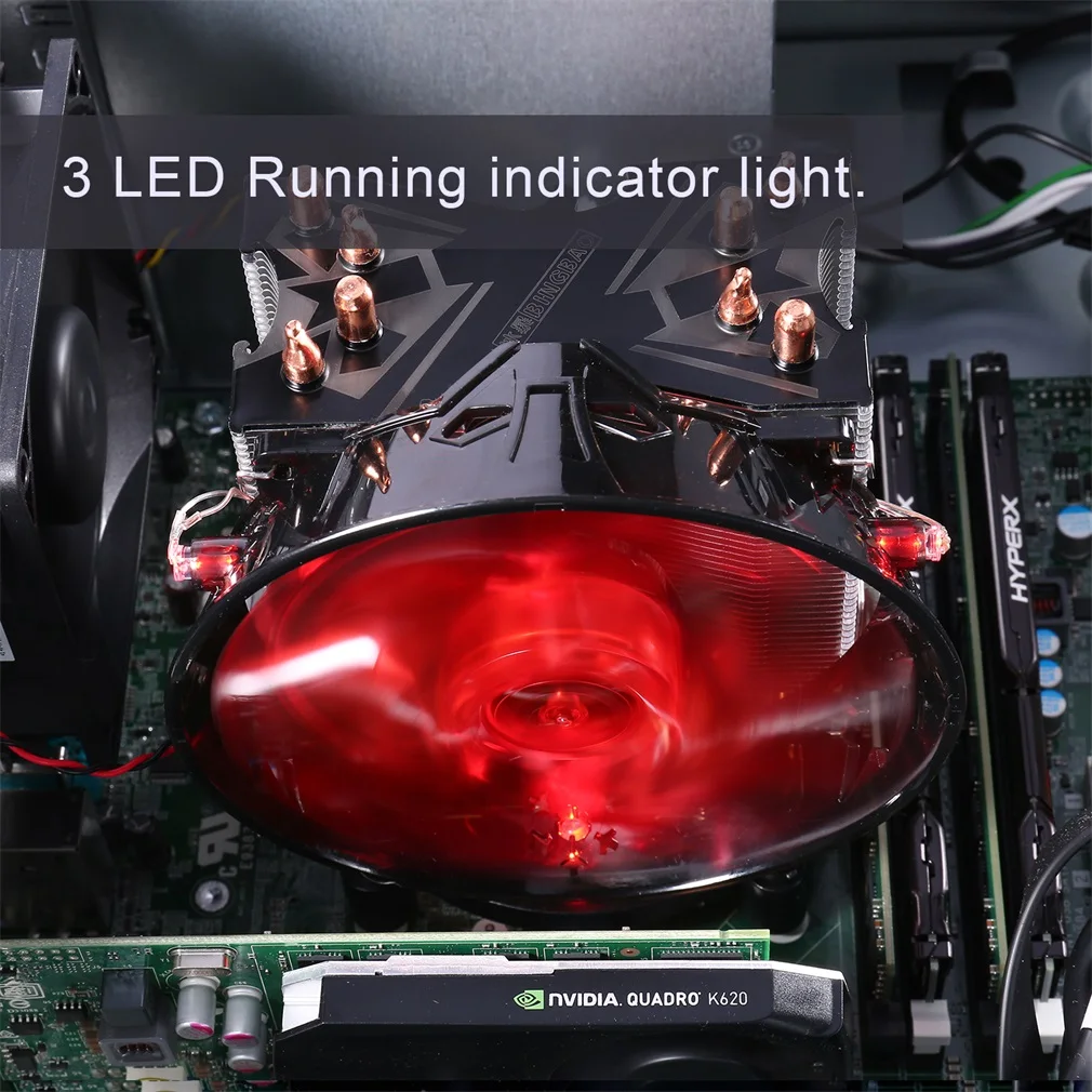 Красный и синий кулер для процессора медный четырехтрубный радиатор латунь