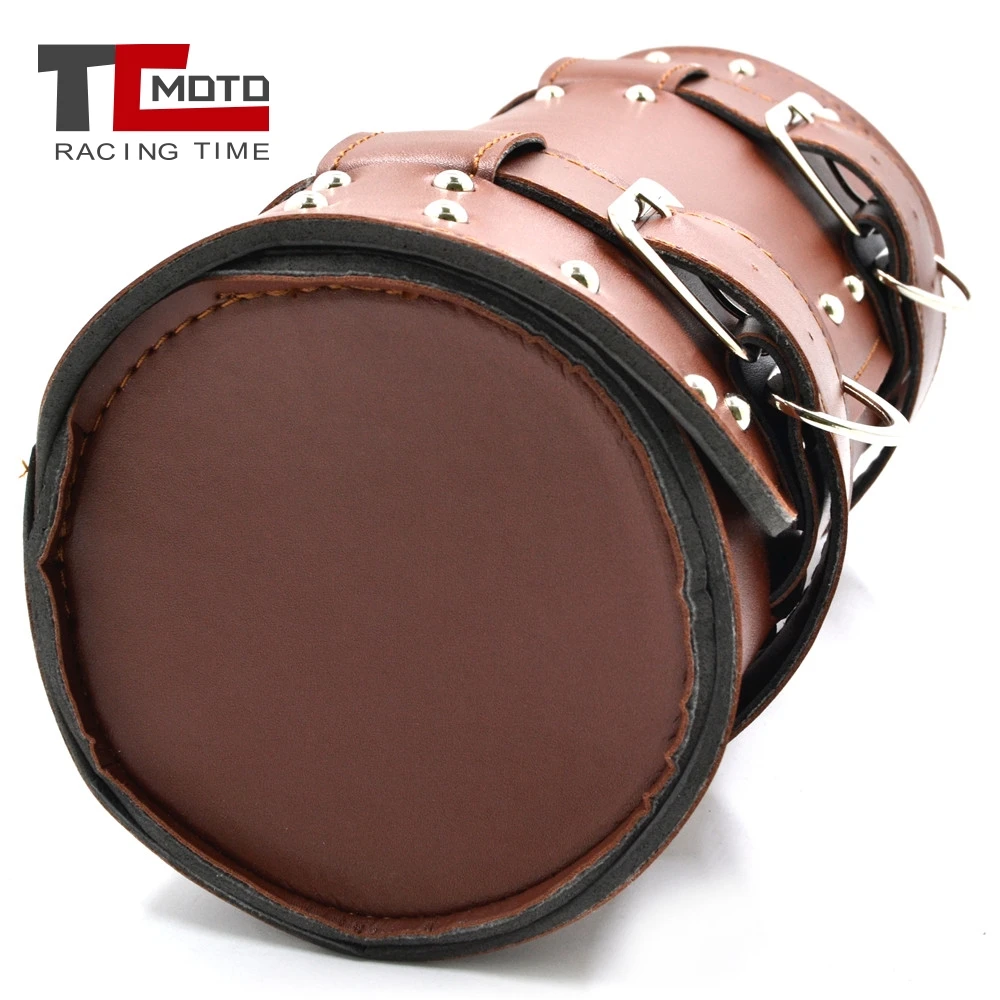 

Motorcycle Front Toolkit Bag Saddlebag Round Barrel Saddle Tool Bag For Harley Sportster XL Touring Softail Dyna Road King