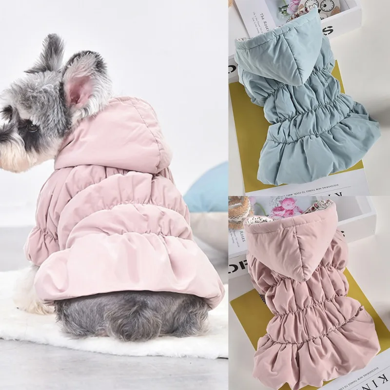 

Dog Pet Super Warm Dress Winter Puppy Pet Dog Coats Princess Floral Bubble Skirt Dog Cat Hooded Chihuahua Yorkie Clothing XS-XXL