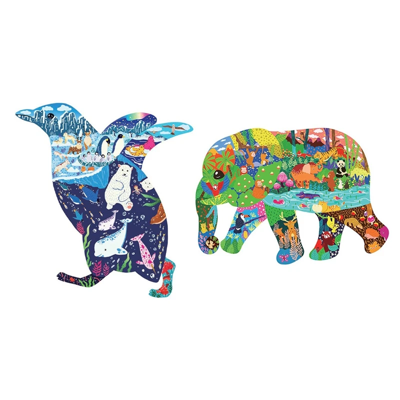 

2 комплекта детских пазлов для детей и взрослых Пазлы для животных Пазлы уникальной формы домашний Декор (C & F)