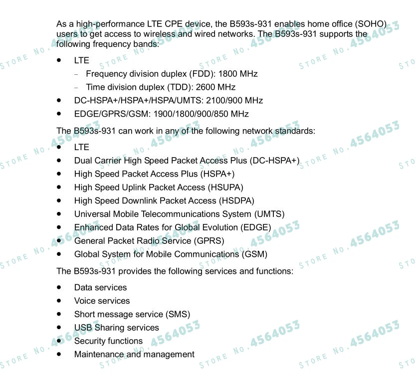 Huawei B593 B593s-931 4G LTE CPE промышленный Wi-Fi роутер