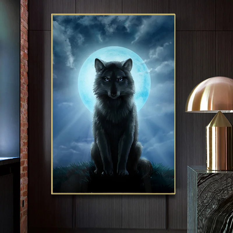Современная Картина на холсте картины с волком искусство стену для гостиной