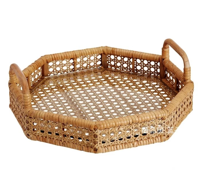 Декоративные лотки ручной работы многоугольный ротанговый лоток с ручкой|Лотки