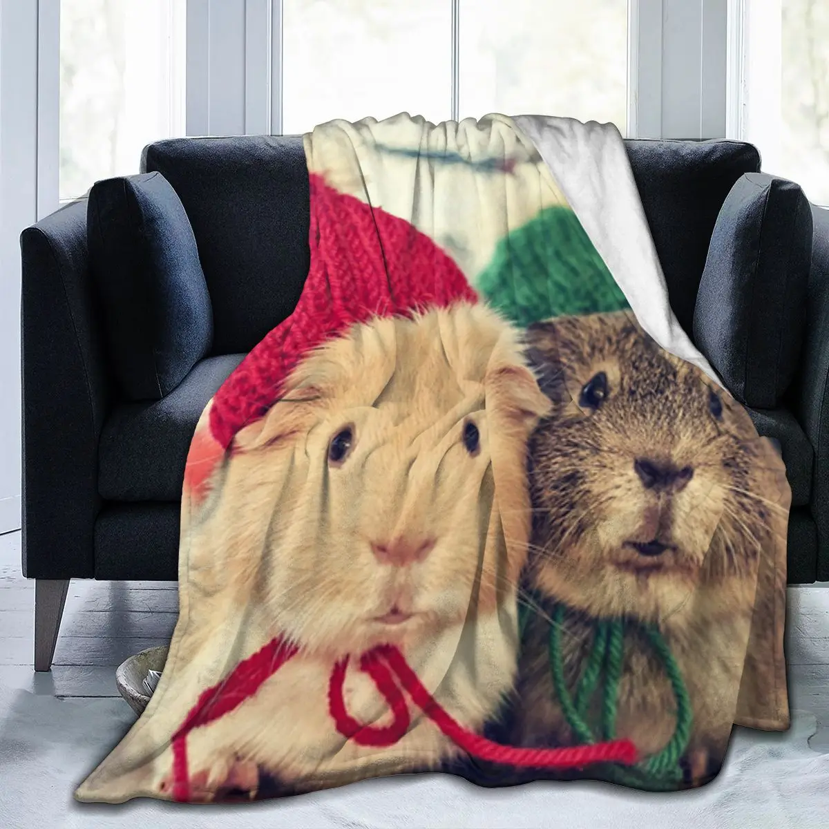 

Fashion 3D Printing Hamster Comfortable Printed Flannel Sheet Bedding Soft Blanket Square Picnic Soft Blanket Quick Dry