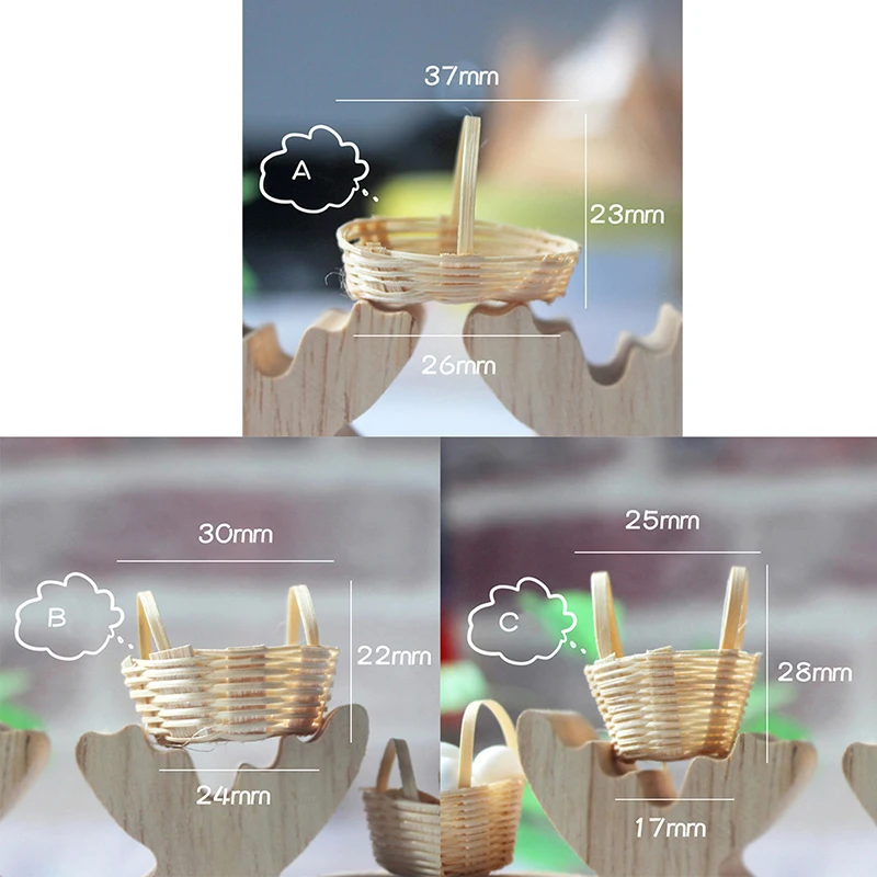 

1/12 Scale Mini Dollhouse Rattan Frame Hand-woven Vegetable Food Basket Dolls Miniature Decoration