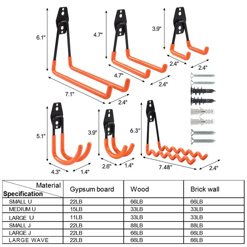 Гаражный крюк сверхпрочный стальной для хранения настенный гаражный органайзер