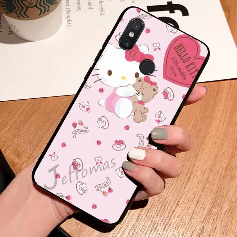Милый розовый чехол для телефона с рисунком кошки Hello kitty Xiaomi Redmi Note 4 4x5 6 7 8 pro S2 PLUS 6A