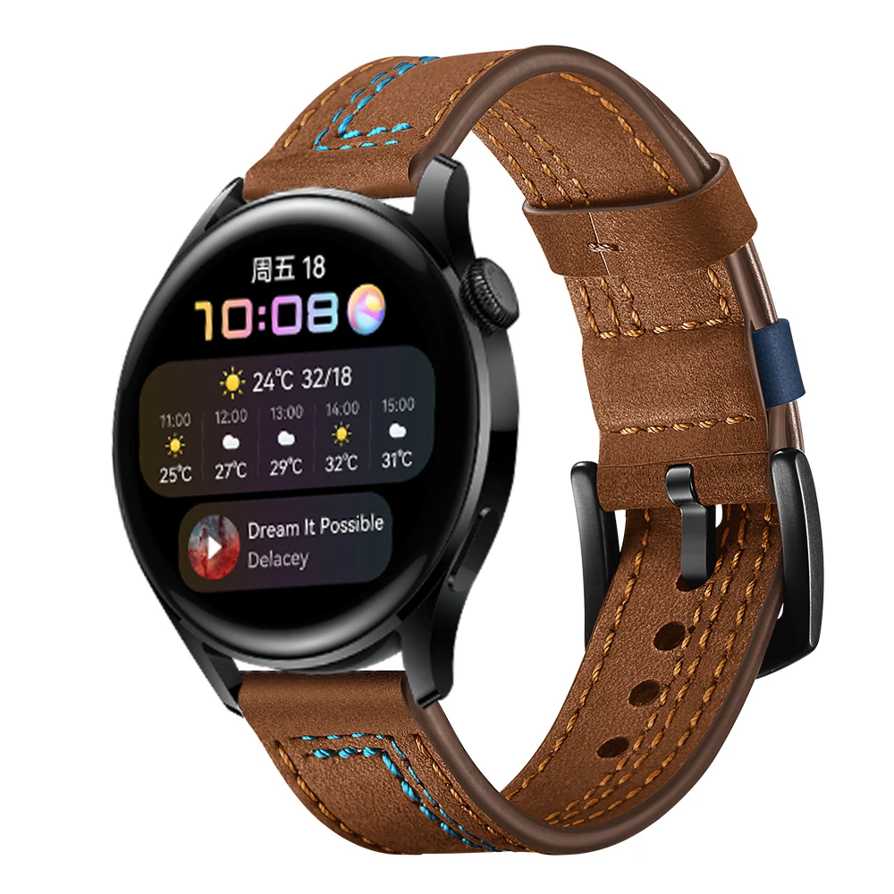 

22mm Stitching Leather Strap Belt For Huawei Watch 3 Band For Huawei Watch3 GT2 46mm 2e Replaceable Bracelet Watchbands