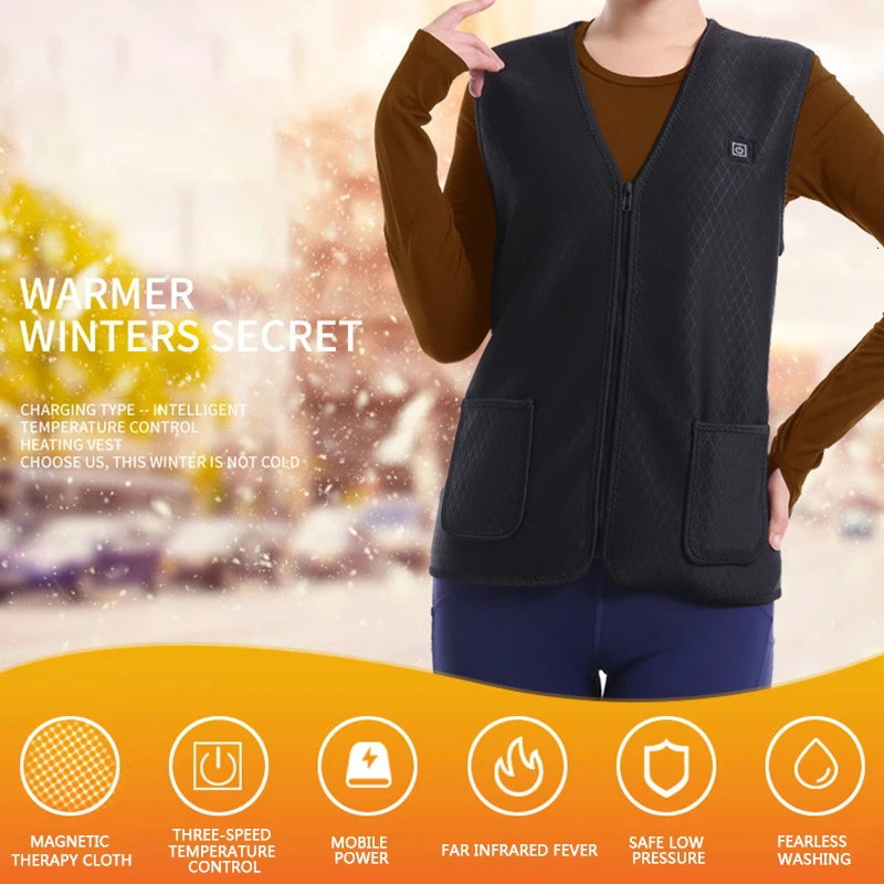 Новая куртка с подогревом Магнитная терапия безвкусный жилет usb-обогреватель