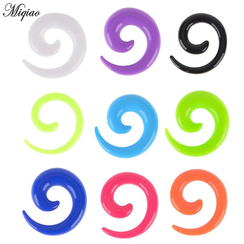 Miqiao 2 Pcs Piercing Accessories European and American Acrylic Black Snail Ear Expander Multi-color Optional Hypoallergenic | Украшения и