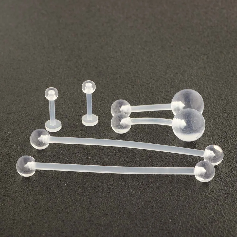 5Pcs Piercing Tongue Barbell Ladies Simple Nose Ring New Style Retainer Stud Bone Pin Clear Transparent For Women Body Jewelry | Украшения