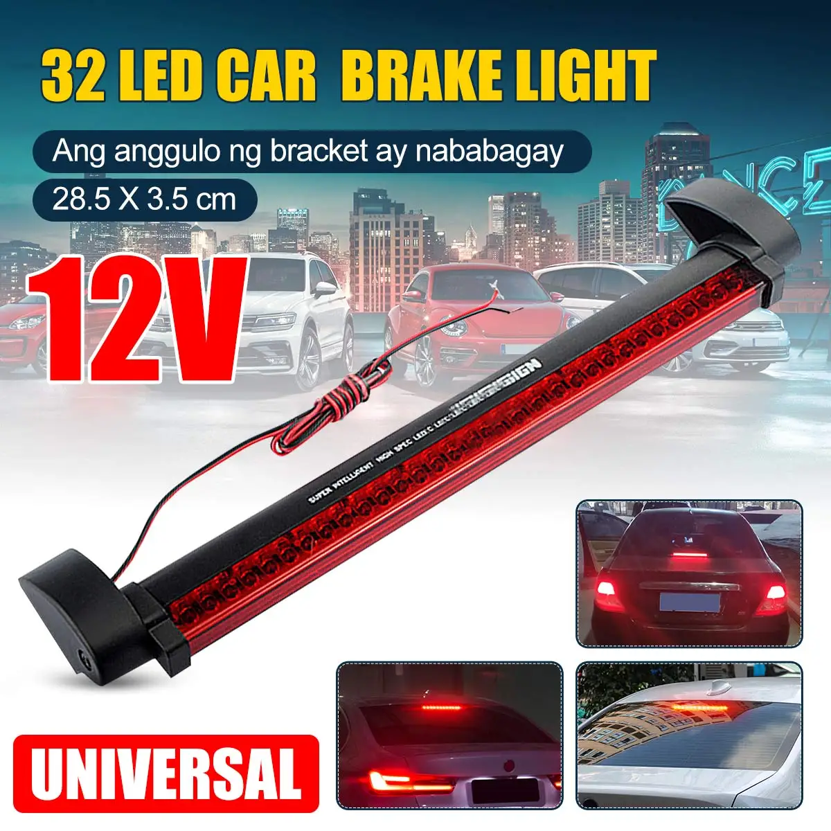 

1Pcs 12V Red Car LED Third Brake Lights Bar Rear Parking Signal Lamp Truck High Mount Stop Warning Light Universal