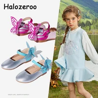 2021 spring kids princess shoes baby girls brand dress shoes children butterfly shoes slip on silver flats party mary jane new